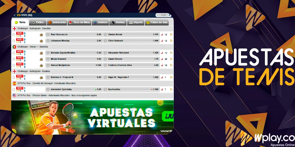 Apuestas de tenis en Wplay