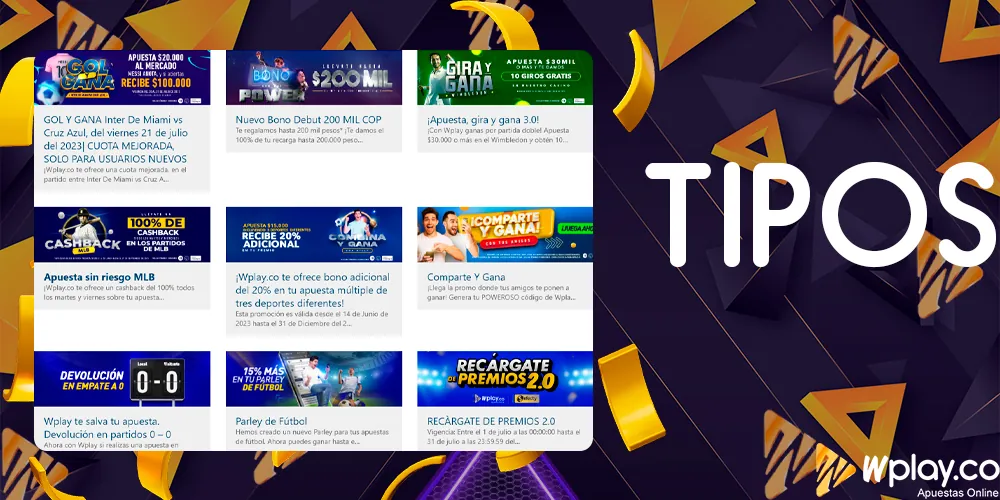 Tipos de wplay bonos y promociones